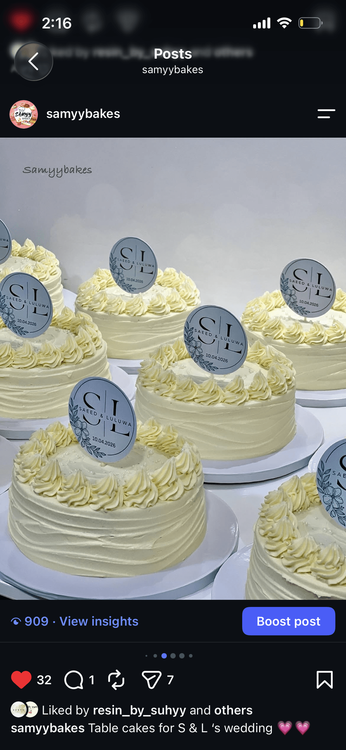 Wedding table cakes